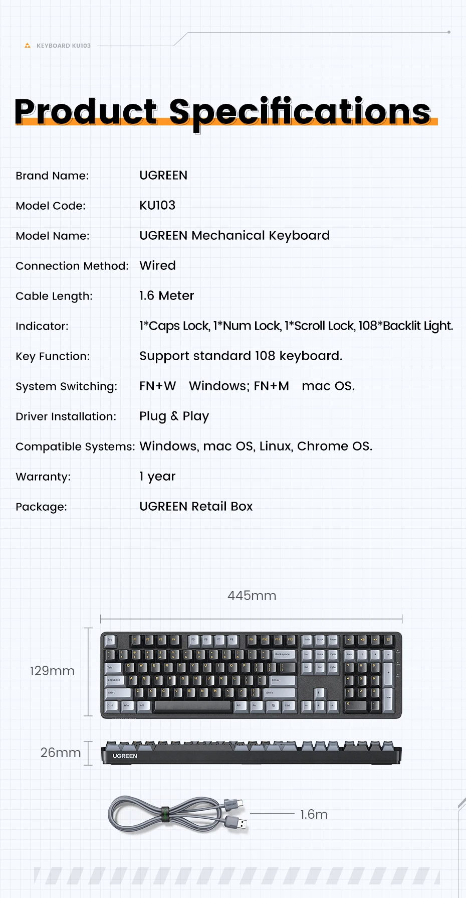 UGREEN-KU103-108-Tasten-Kabelgebunden-Mechanische-Gaming-Tastatur-Stille-Struktur-PBT-Tasten-Rot-Sch-2024166-15